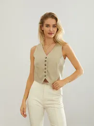 Women's Tanks Women S Vintage Vest Tank Tops Solid Color Sleeveless V Neck Crop Button Down Formal Suit For