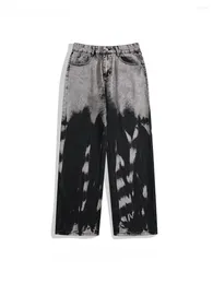 Men's Jeans Personalised Tie-dye Contrast Colour Straight Trendy American High Street Wide-leg Casual Loose Versatile Denim Pants