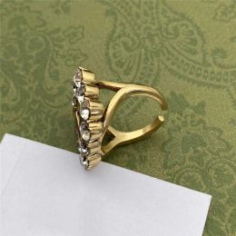 Designer open Rings Shiny crystal Couple With Gift Box Stylish Diamond Ring Rhinestone