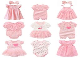 New born baby girl clothesdresses summer pink princess little girls clothing sets for birthday party 0 3 months robe bebe fille G8760746