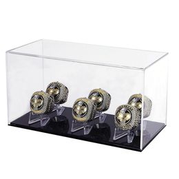 Jewellery Boxes 6 Slot Championship Ring Display Case Box Baseball Basketball Softball Hockey High School Tournament College Sport Rin Ot1D6