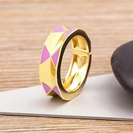 Cluster Rings Nidin Arrival Colorful Geometric 8 Colors Enamel Adjustable Women Open Gold Plated Dripping Oil Charm Bohemian Jewelry