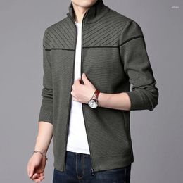 Men's Sweaters Fashion Knitted Cardigan Mens 2024 Korean Stand Collar Trend Streetwear Overcoat Slim Fit Windbreaker Casual Coat Men