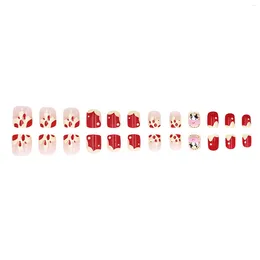 False Nails Red Cow Cute Fake Square Press On 3D Lovely Charms For Professional Nail Salon DIY