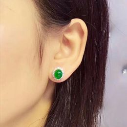 Stud Earrings MeiBaPJTop Colombian Egg Face Emerald Gemstone Real 925 Silver Sunflower Fine Charm Jewelry For Women