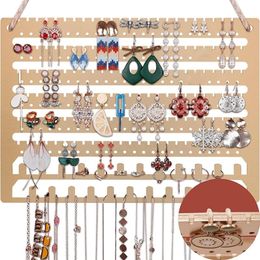Charm Wooden Hanging Jewelry Organizer Wall Mounted Necklace Earrings Display Stand Ear Studs Holder Storage Rack Home Decoration