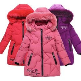 Big Size Winter Girls Jackets Keep Warm Thicken Christmas Coat Autumn Hooded Zipper Waterproof Outerwear Kids Clothes 3-12 Years 240122