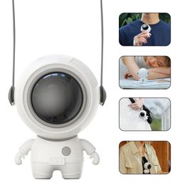 Fans Personal Neck Fans USB Rechargeable Astronaut Small Fan Handheld Hanging Neck Creative Bladeless Mini Fan Easy to Use