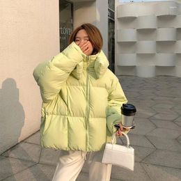 Women's Down 2024 Winter Hooded Parka Coat Women Korean Version Of Pure Color Chic Cotton Thickened Warm Casual Jacket