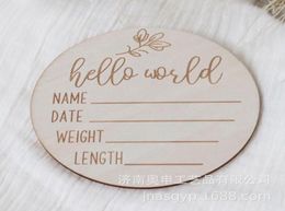 Keepsakes Hello World Wooden Baby souvenir card New po props8346763