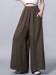 Women's Pants Modigirl High Waisted Loose Wide Leg For Women Ramie Cotton Thin Summer 2024 Casual With Pocket