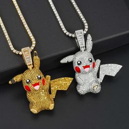 Cute Cartoon Movie Character Cartoon Figure Cute Gold Plated Iced Out Pendant Cz Jewelry Hip Hop Rock Christmas Gifts