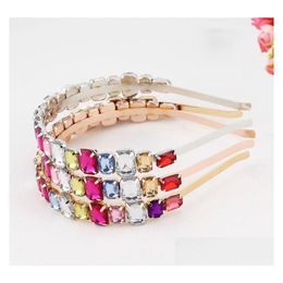 Headbands Metal Rhinestone Headbands Flower Alloy Imitation Pearl Hair Accessory Leaf Star Head Hoop Colorf Gemstone Baroque Drop Del Dhmcx