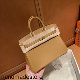 Genuine Leather Bk Designer Handbag Platinum Home Original Pure Manual Package Wax Thread Sewing Biscuit Colour Gold Button Handmade