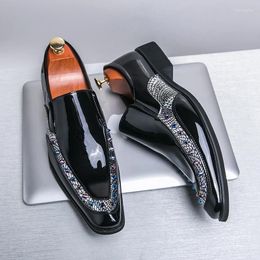 Dress Shoes Selling Men's Glossy Formal Europe America Groom's Wedding Loafers Luxurious Golden Business