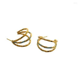 Stud Earrings 316L Stainless Steel Simplicity French Retro Twine C-Shaped Fashion High Jewelry SAE952