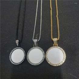Pendant Necklaces Sublimation Blank Round Pendants One Sided Printing Style 30pcs/lot