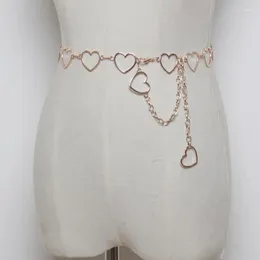 Belts Fashion Women Sexy Waist Belt Heart Shape Body Chain No Buckle Dress Metal Chains