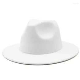 Berets Wide Brim Fedora Hats Women Men Felt Top Hat Solid Colour Luxury Party Formal Wedding Panama Cap Fedoras Gorras Para Mujer