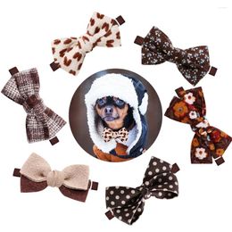 Dog Apparel 20PCS Winter Pet Bow Tie Puppy Cat Brown Series Bowties Elegant Necktie Collar Grooming Accessories