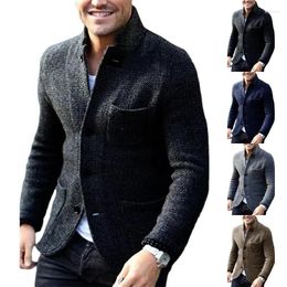 Men's Sweaters 2024 Style Casual Suit Collar Long Sleeve Pocket Shirt Solid Colour Western Jacket Sweater Cardigan