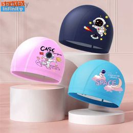 Swimming caps Children Swimming Cap Cute Waterproof High Elastic Ear Protection Swimming Hat for Boys Girls Cartoon Kid Swimming AccessoriesL240125