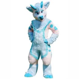 Performance Fur Husky Fox Mascot Costume Simulation Cartoon Character Outfits Suit Adults Size Outfit Unisex Birthday Christmas Carnival Fancy Dress