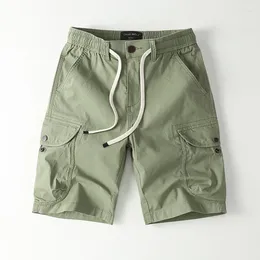 Men's Pants Summer Drawstring Casual Shorts Overalls Multi-pocket Belt Cropped Half Thin Section