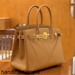 Platinum Bag Designer Handbags All Manual Sewing Original Epsom Palm Print Leather Bk30 Leather Handbag Luxury Gold Brown