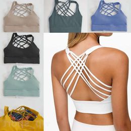 Lu Align Lu Woman Fitness Tank Top Cross Back Running Yoga Bra Girl Sexy Underwear Breathable Gathering Sports Yogas Vest Training Tanks Ant 25