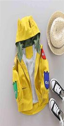 Fashion Boys Spring Autumn Cartoon Embroidered Cardigan Jacket Children Hooded Windbreaker Outwear Coat Kids Clothes 15T 210903196759976