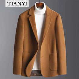 Men's Jackets High-quality Cashmere Suit Men's Leisure Suit Autumn and Winter Thick Woollen Suit Men's Trend Slim Wool Small Suit Jacket J240125