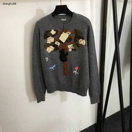 Marke Frauen Designer Mode Pullover Cartoon-Muster Stickerei Langarm Pullover stricken hochwertige Oberbekleidung 25. Januar