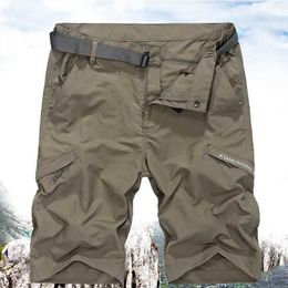 Men's Shorts Men's Outdoor Casual Shorts Rip-stop Military Multi-pocket Safari Short Pants Summer Thin Travel Hiking Fishing Shorts With Belt J240124