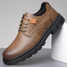 Dress Shoes Men's Casual Leather 2024 Autumn Fashion Board Trend Single Retro Cargo