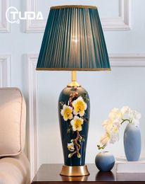 Table Lamps TUDA 40x75cm Living Room Large Luxury Enamel Ceramic Lamp Bedroom Bedside American Chinese4762963