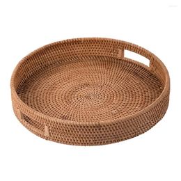 Dinnerware Sets Rustic Decor Rattan Storage Basket Home Coffee Table Multipurpose Tray Hand-woven