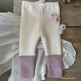 Trousers Winter Baby Girl Fleece Leggings Cotton Toddler Splice Elastic Pants Infant Plus Velvet Warm Kids Casual