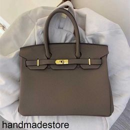 Genuine Leather Bk Designer Handbag Platinum Fashionable and Popular Litchi Grain Classic Bag High-class High-capacity Single-shoulder Diagonal Portable Handmade