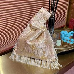 Evening Bags WOMEN BAG High Quality Silk Bucket Diamond Pearl Personalized Shoulder Tassels Handbags For Crossbady