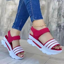 Sandals Shoes For Women Summer Buckle Strap Women's Peep Toe Wedges Platform Solid Female Zapatos