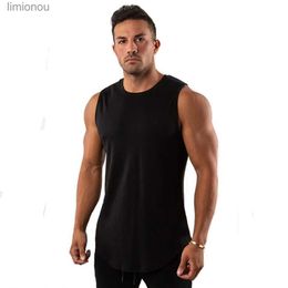 Men's Tank Tops Men's Cotton Vest 10pcs Candy Colour Gym Tank Tops Bodybuilding Fitness Slim Workout O-Neck Sleeveless Undershirts Plus Size 5XLL240124