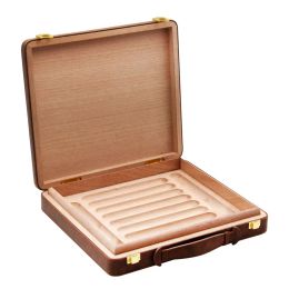 10 Count Cigar Humidor Box Brown Outdoor Travel Cedar Wood Lined Portable Cigar Case Box Cigarette Accessories