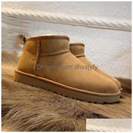 Snowshoes Australia Designer Mini Snow Boots For Women Booties Ug Winter Boot Australie Scuffs Wool Shoes Sheepskin Fur Men Size 11 Dhkqp