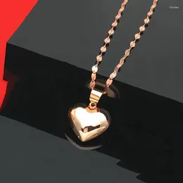 Chains Fashion 585 Purple Gold Glossy Peach Heart Pendant Plated 14K Rose Romantic Elegant Wedding Party Jewellery