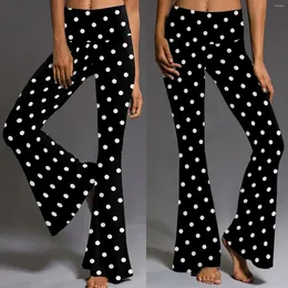 Women's Pants Women Polka Dot Printed Flare High Waist Wide Leg For Solid Color Spring Summer Casual Full Length Trousers