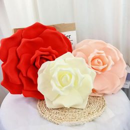 Decorative Flowers PE Flat Bottom Rose Flower For Home Garden Wedding Wall Background Decoration Roses Foam DIY Floral Mall Window Layout