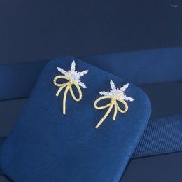 Stud Earrings 2024 Selling Snowflake Bow Ribbon Female Simple Temperament Personality Exquisite Fashion For Women