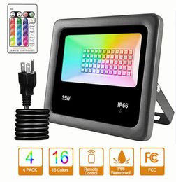 SUYOOULIN RGB LED Floodlights with Remote Control AC 85265V IP66 Waterproof Dimmable Color Changing Floodlight 16 Colors 4 Mode5826661