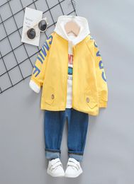 Boys Autumn Clothes Cotton Toddler Kids Letter Coat Cartoon Top Jeans Long Sleeve 3PCS Fashion Boy Clothing Set C10169799115